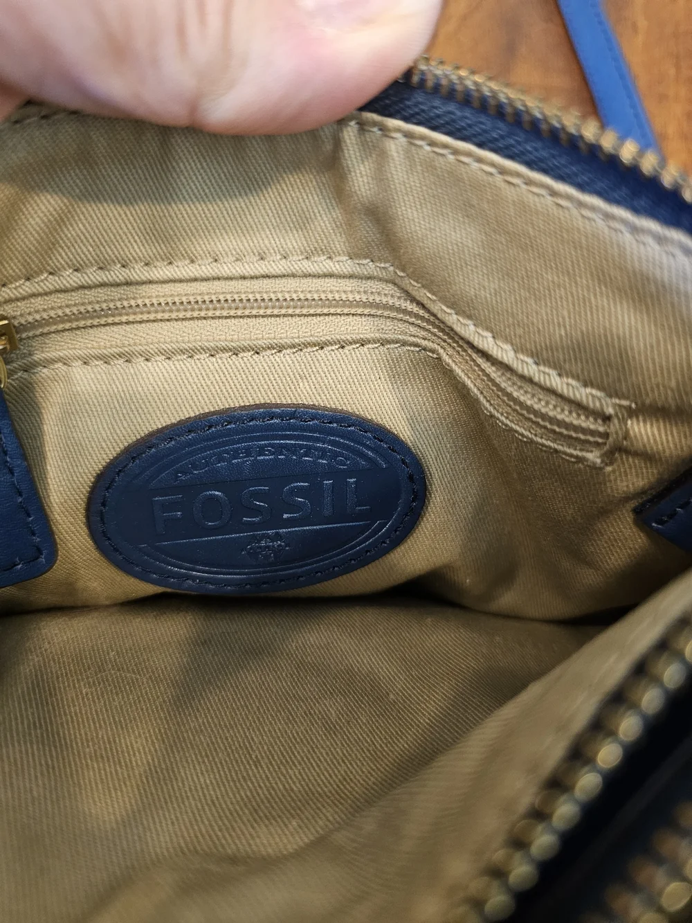 Fossil Leather Triple-Zip Wallet Crossbody Bag - Slate Blue